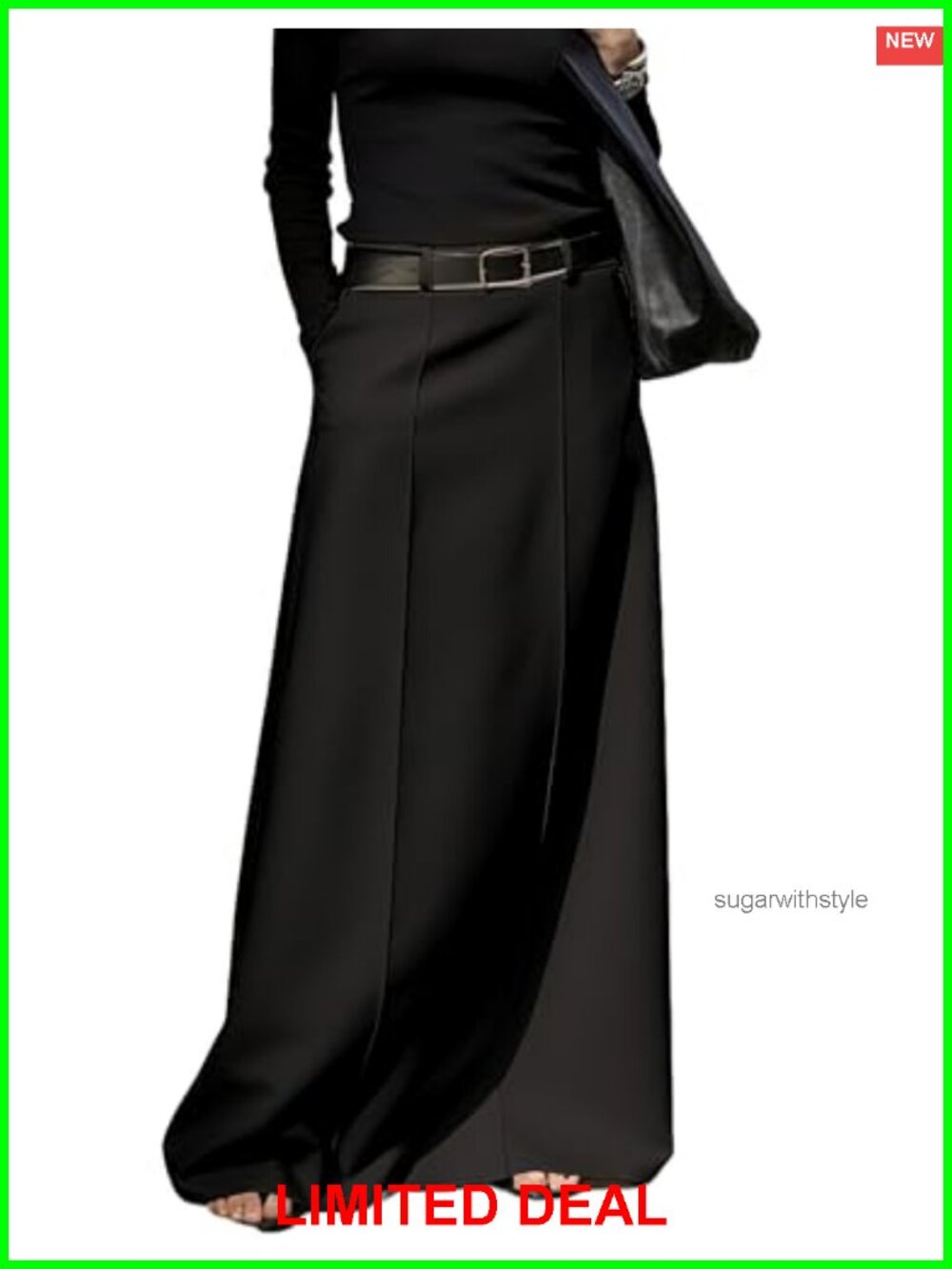 High Waist H Line Maxi Skirt with Pockets